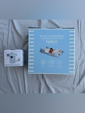 FUNBOY Blue Convertible Kids Sleepover Air Mattress w/ Electric Pump New